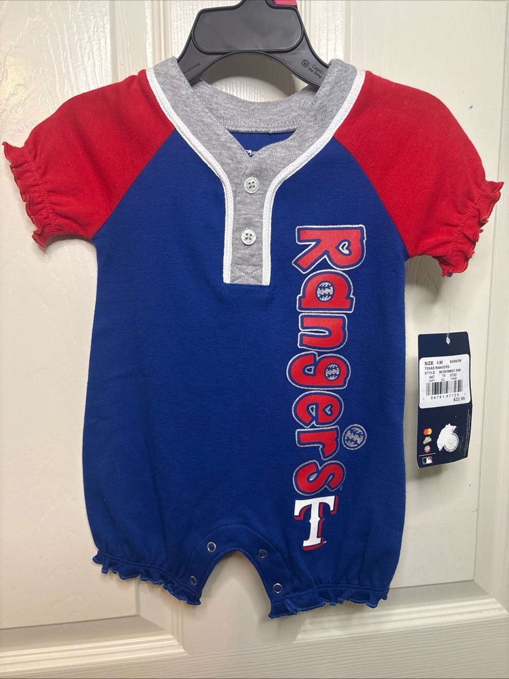 Rangers Two-Tone Blue and Red Baby Romper